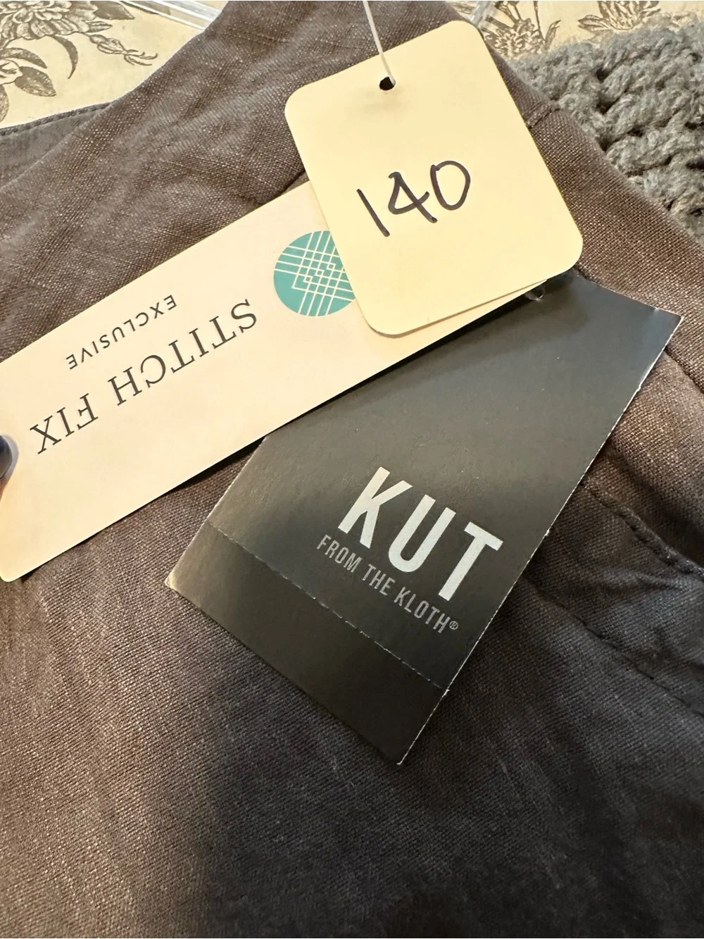 Kut From The Kloth Linen Blend Pants Womens 14 Dark Olive Straight Leg NWT